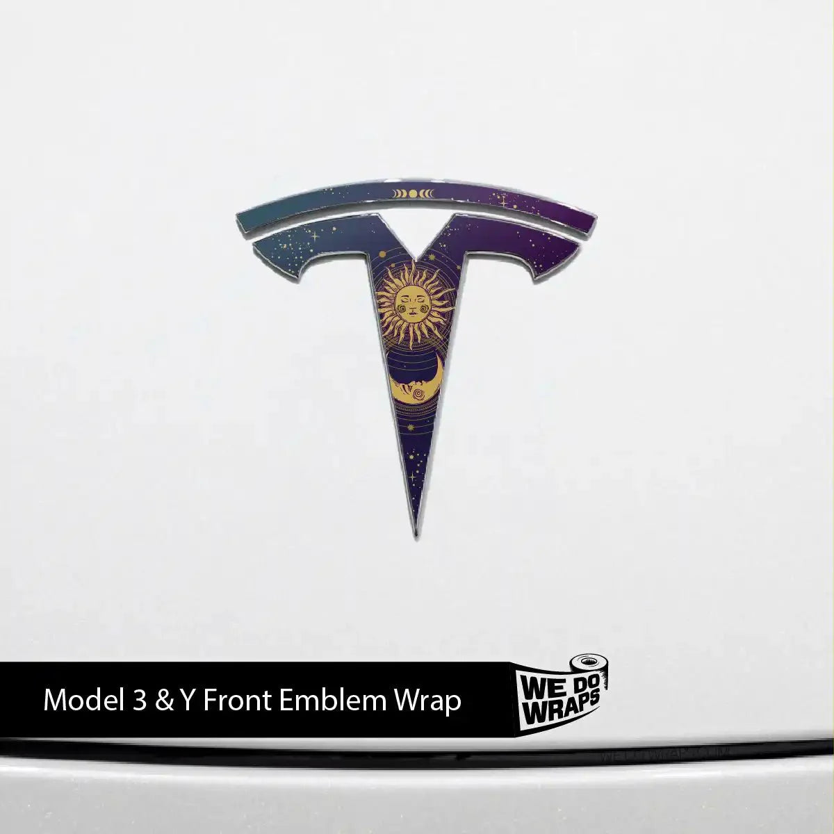 Tarot Sun and Moon Tesla Emblem Decals (Front + Back) | Model Y