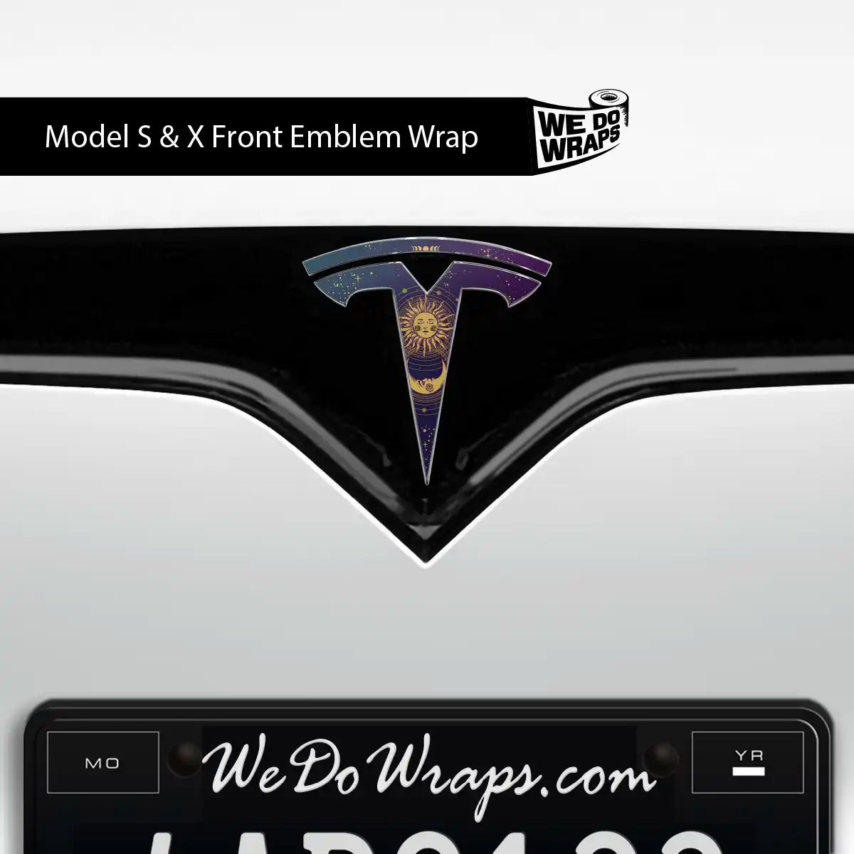 Tarot Sun and Moon Tesla Emblem Decals (Front + Back) | Model S