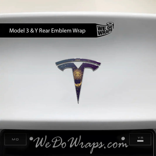 Tarot Sun and Moon Tesla Emblem Decals (Front + Back) | Model Y