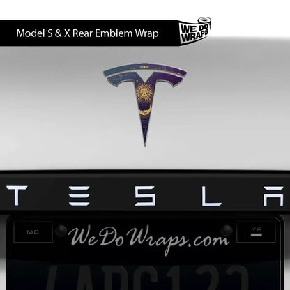 Tarot Sun and Moon Tesla Emblem Decals (Front + Back) | Model S
