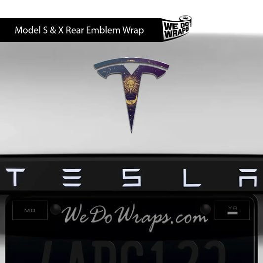 Tarot Sun and Moon Tesla Emblem Decals (Front + Back) | Model S