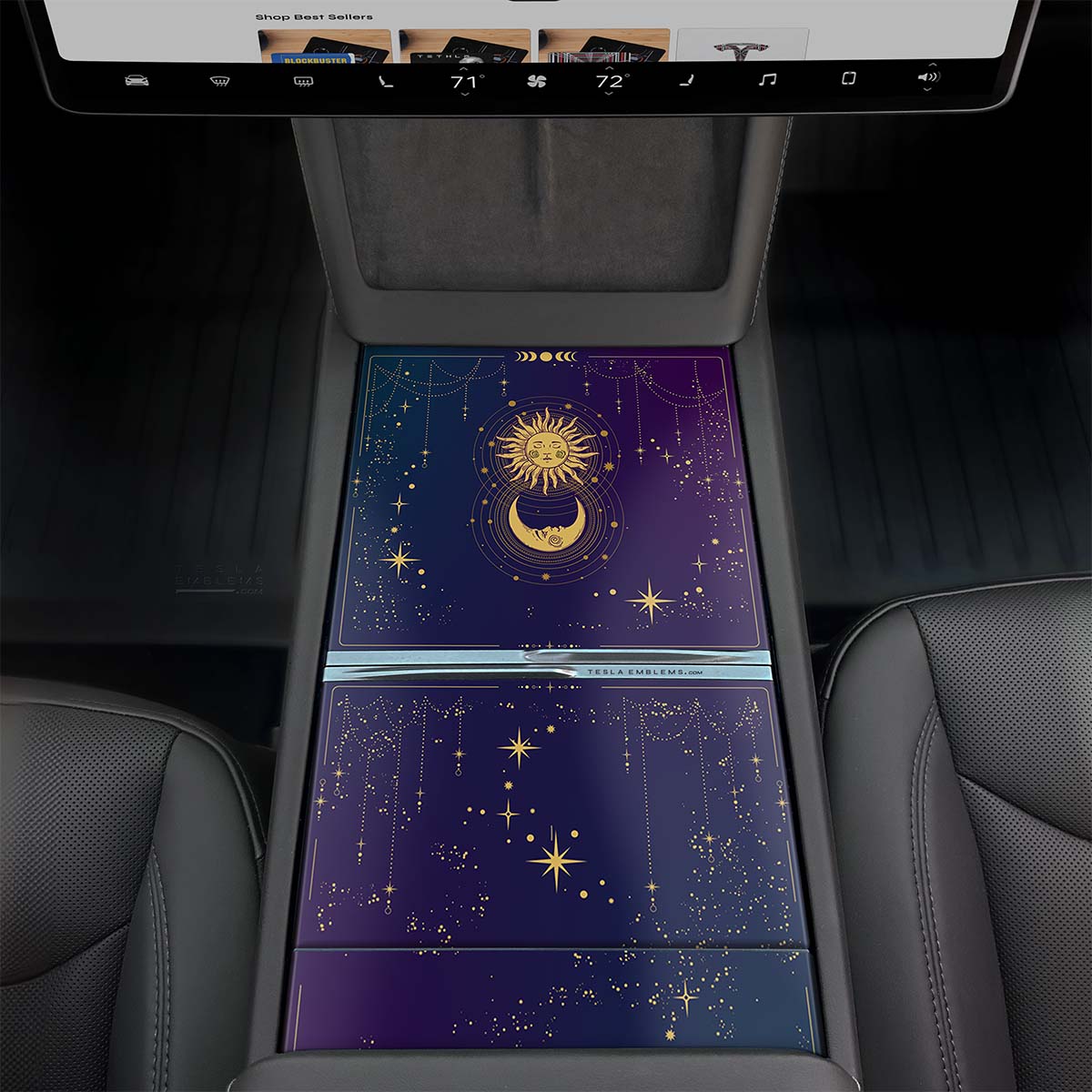 Tarot Sun and Moon | Tesla Center Console Wrap Kit | Model Y 2026