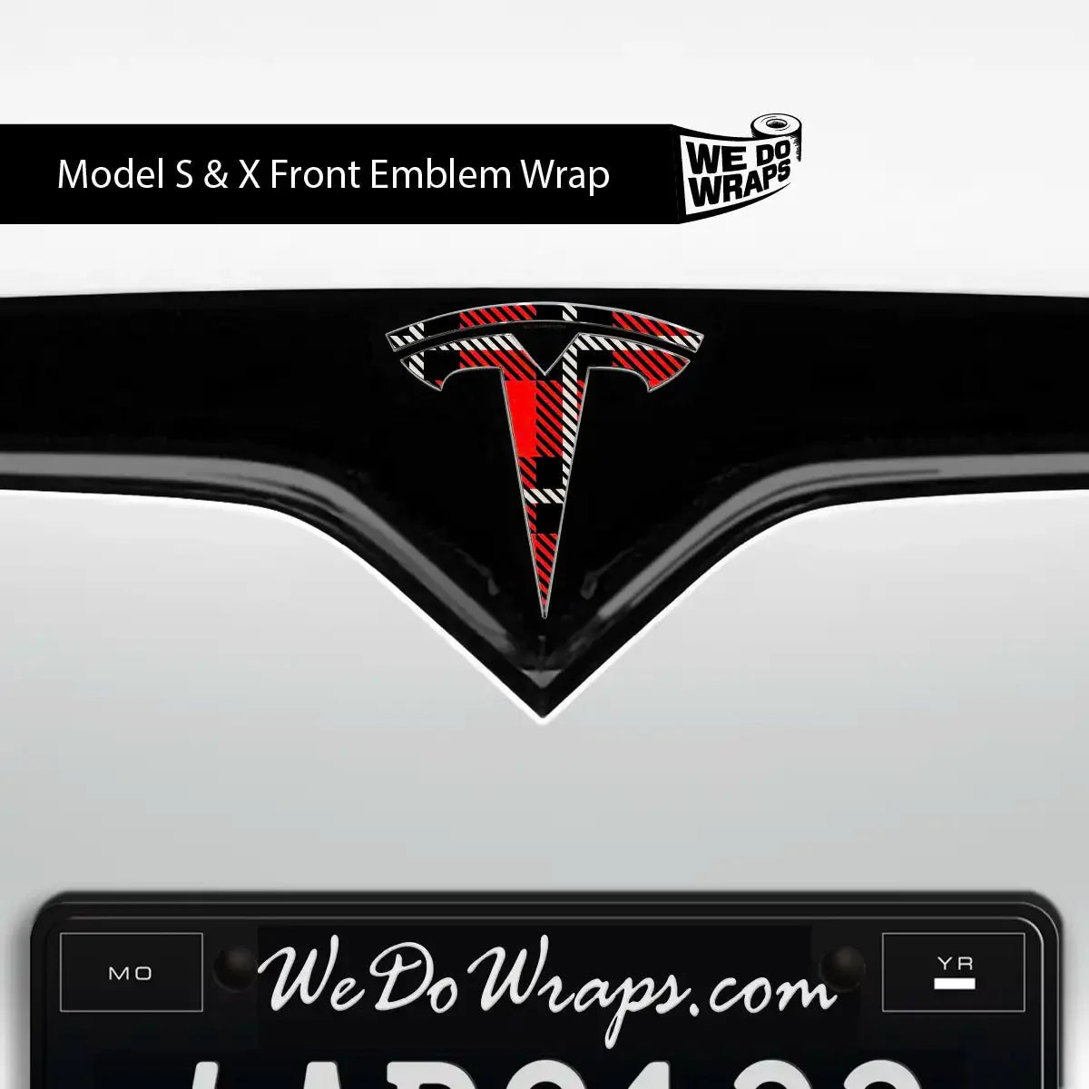 Tartan Plaid Tesla Emblem Decals (Front + Back) | Model X