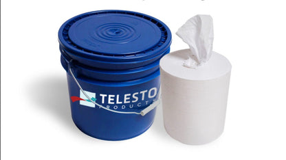 Blue Bucket & 300 Spunlace Prep Wipes | Dry Wipe Cleaning System| Telesto Products