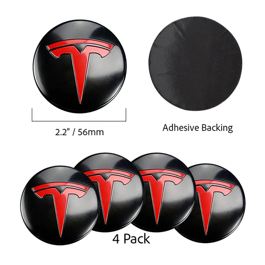 Tesla T Logo Center Wheel Cap Overlays (4pcs)