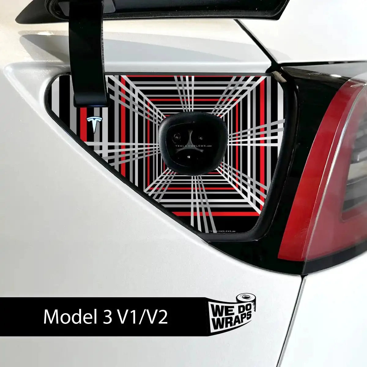 Plaid Performance Mode Tesla Charge Port Wrap | Model 3