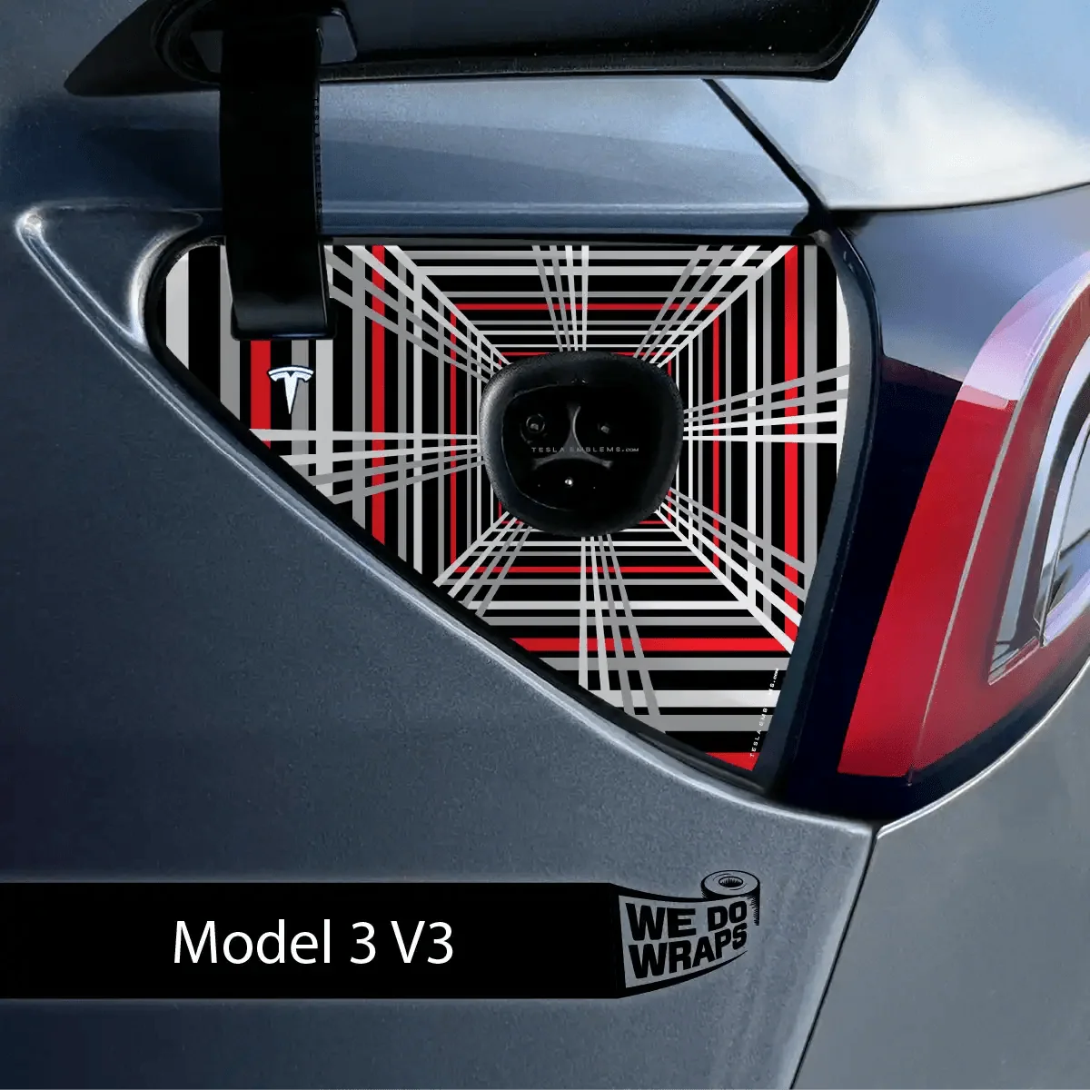 Plaid Performance Mode Tesla Charge Port Wrap | Model 3