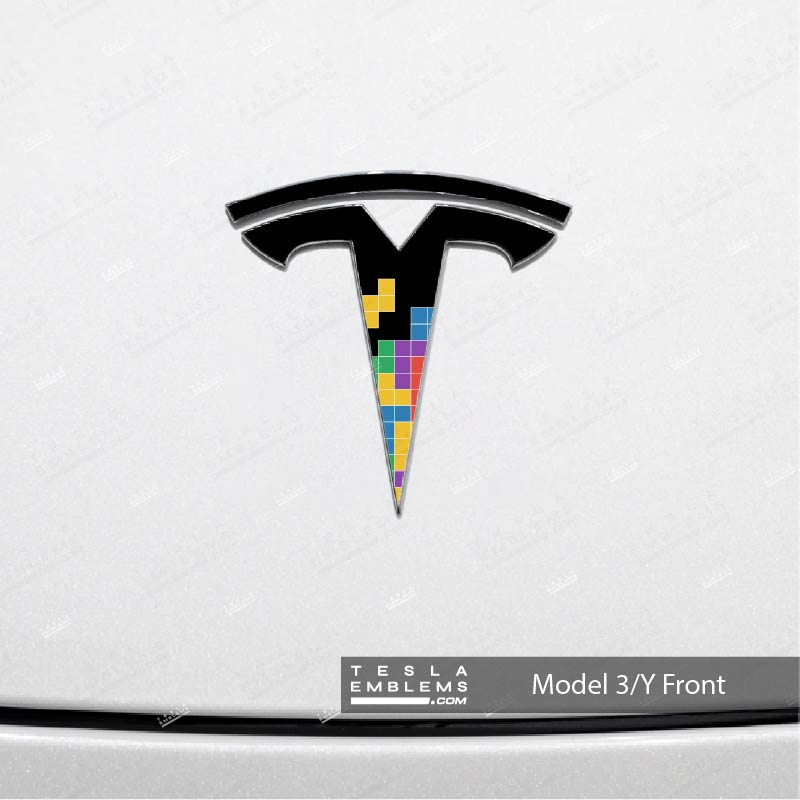 Tetris Tesla Emblem Decals (Front + Back) | Model Y