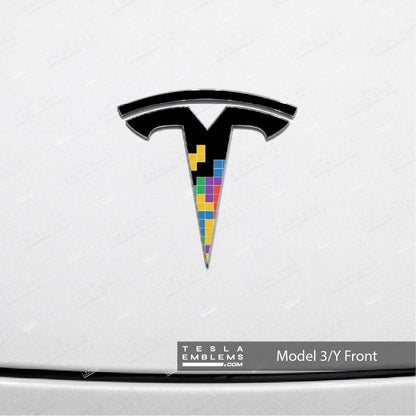 Tetris Tesla Emblem Decals (Front + Back) | Model Y