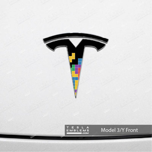 Tetris Tesla Emblem Decals (Front + Back) | Model Y