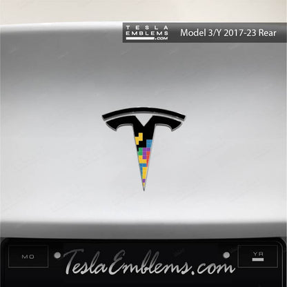 Tetris Tesla Emblem Decals (Front + Back) | Model Y