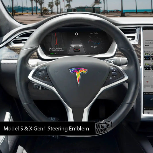 Tie Dye Tesla Steering Wheel Emblem Decal | Model X