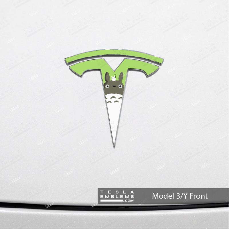 Totoro Tesla Emblem Decals (Front + Back) | Model Y