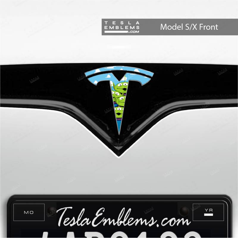 Toy Story Aliens Tesla Emblem Decals (Front + Back) | Model S