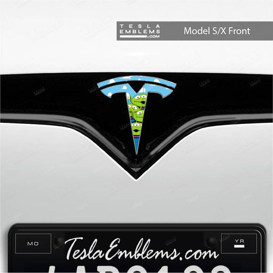 Toy Story Aliens Tesla Emblem Decals (Front + Back) | Model X