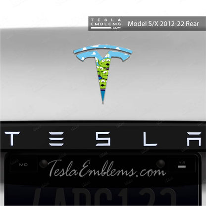 Toy Story Aliens Tesla Emblem Decals (Front + Back) | Model X