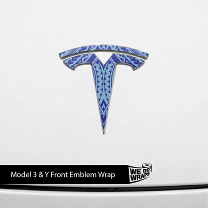 Tatau Tribal Pattern Tesla Emblem Decals (Front + Back) | Model Y