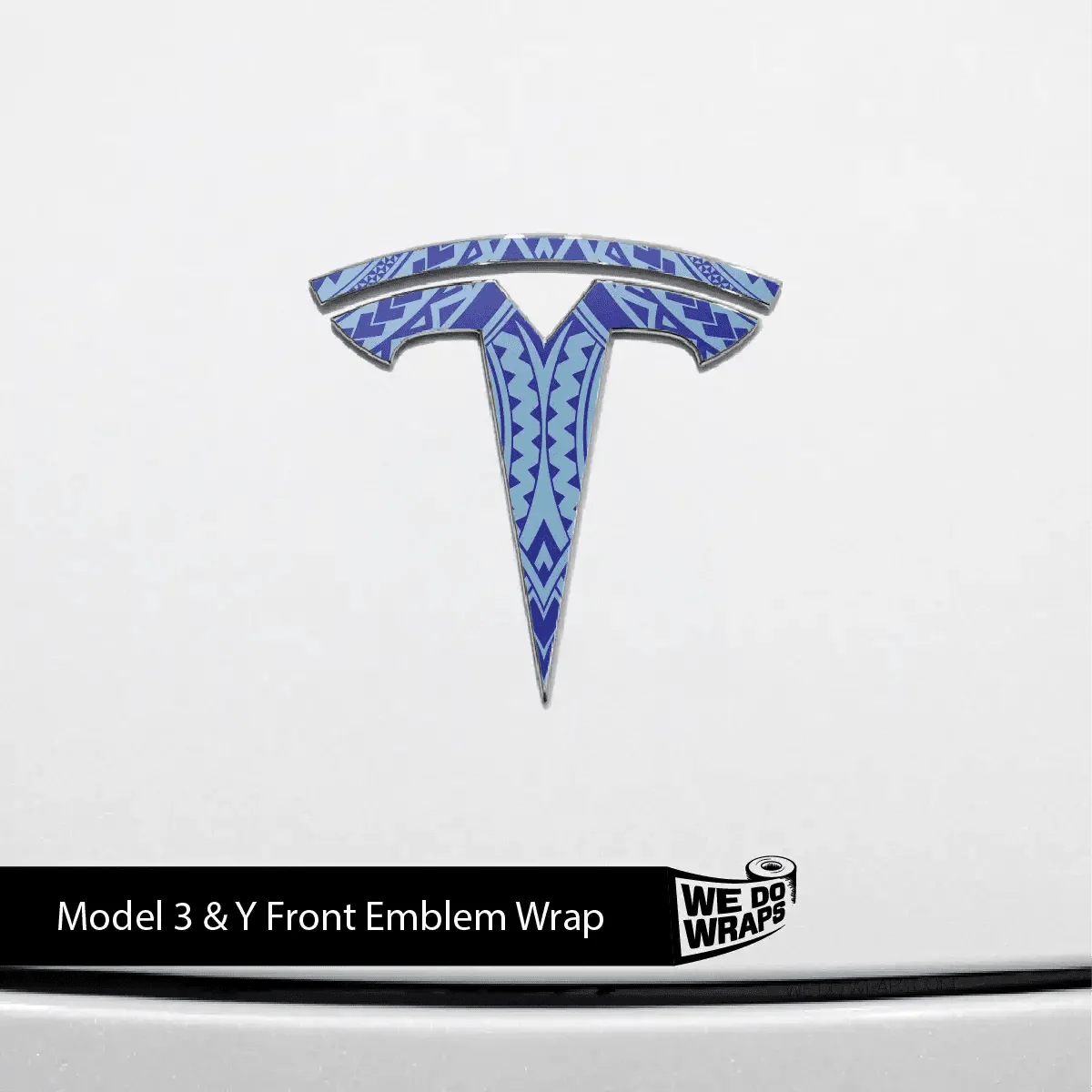 Tatau Tribal Pattern Tesla Emblem Decals (Front + Back) | Model 3