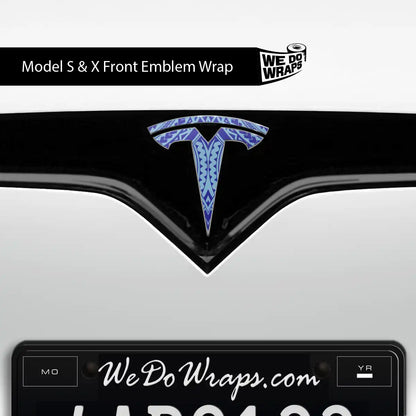 Tatau Tribal Pattern Tesla Emblem Decals (Front + Back) | Model X