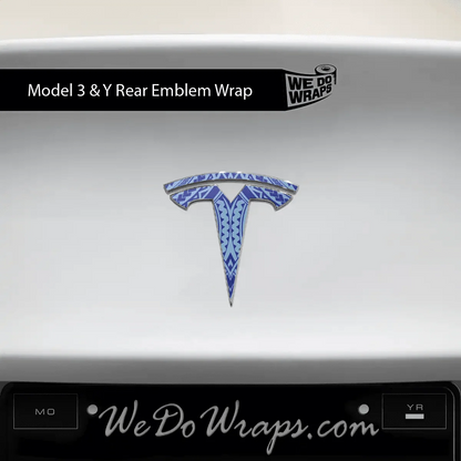 Tatau Tribal Pattern Tesla Emblem Decals (Front + Back) | Model 3