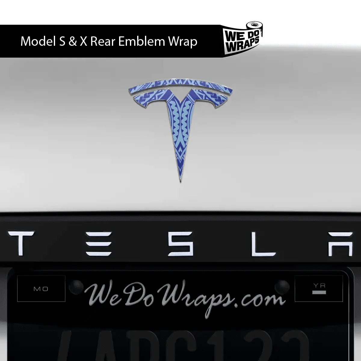 Tatau Tribal Pattern Tesla Emblem Decals (Front + Back) | Model X