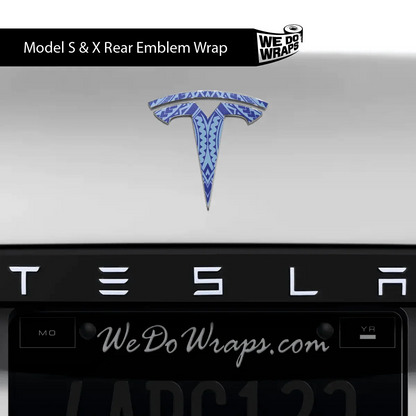 Tatau Tribal Pattern Tesla Emblem Decals (Front + Back) | Model X