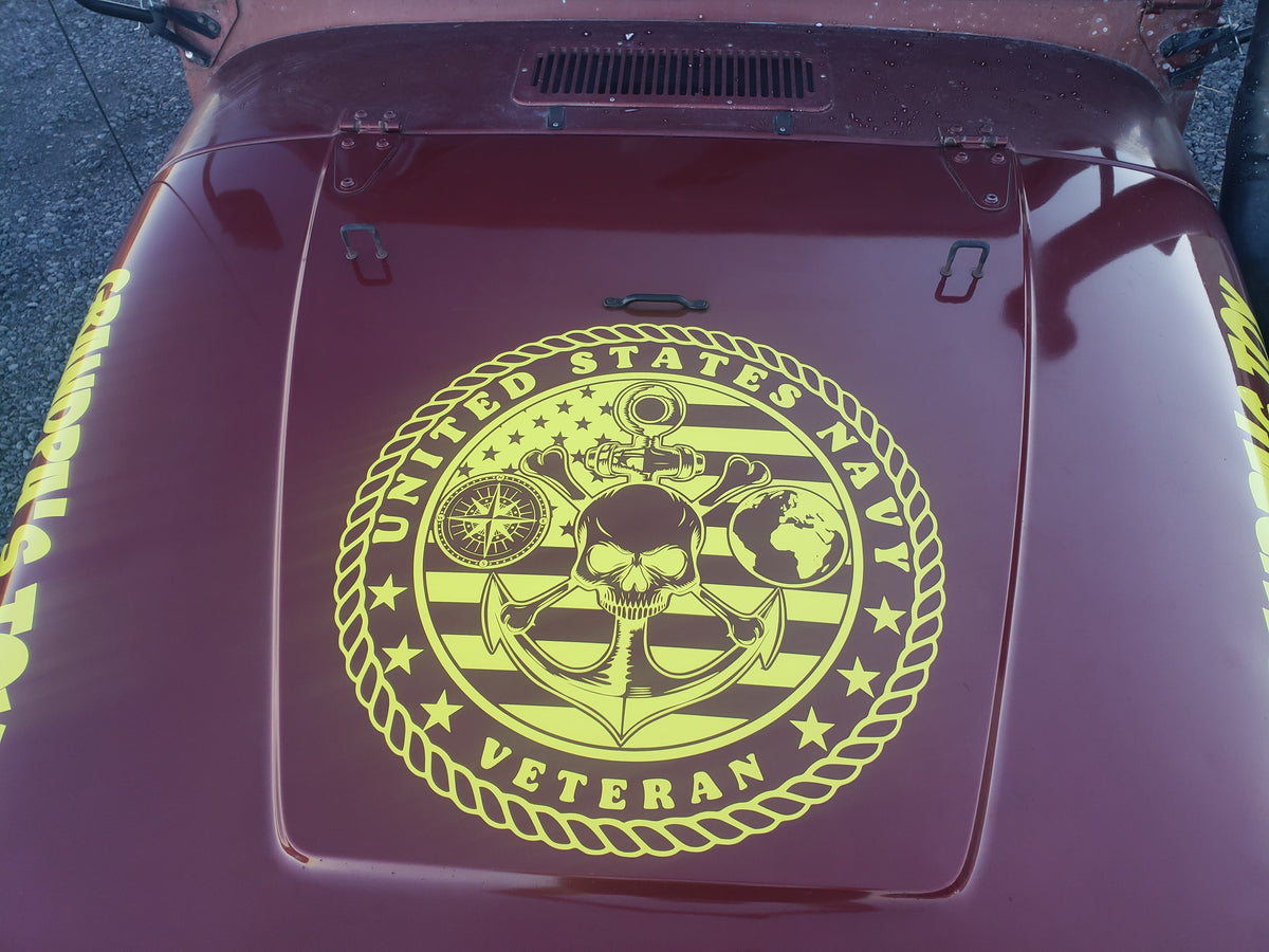 US Navy Veteran Skull Hood Graphic