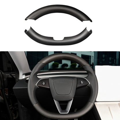 Upper / Lower Cover Steering Wheel Accessories for Tesla Model 3 / Y  -  Carbon Fiber Interior Mods