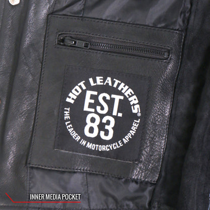 Hot Leathers VSL1018 Ladies 'Pink Paisley' Lined Black Leather Motorcycle Biker Vest