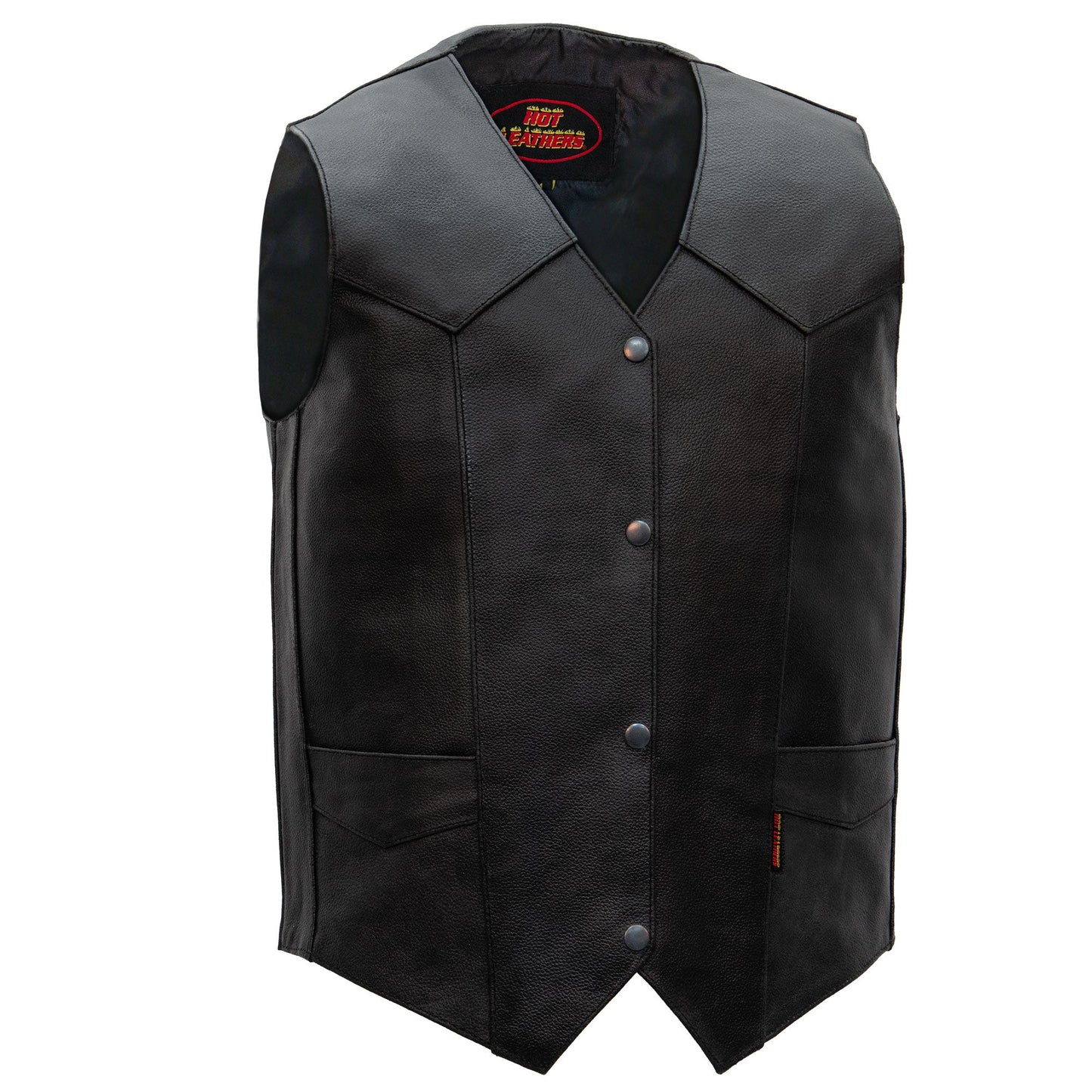Hot Leathers VSM1014 Men's Motorcycle Black Heavyweight Leather Biker Vest with Inside Pocket