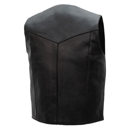 Hot Leathers VSM1014 Men's Motorcycle Black Heavyweight Leather Biker Vest with Inside Pocket