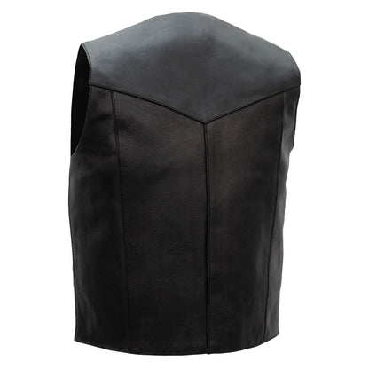 Hot Leathers VSM1014 Men's Motorcycle Black Heavyweight Leather Biker Vest with Inside Pocket