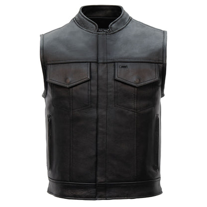 Hot Leathers VSM1049 Men's Black 'Paisley' Motorcycle Club style Conceal and Carry Leather Biker Vest