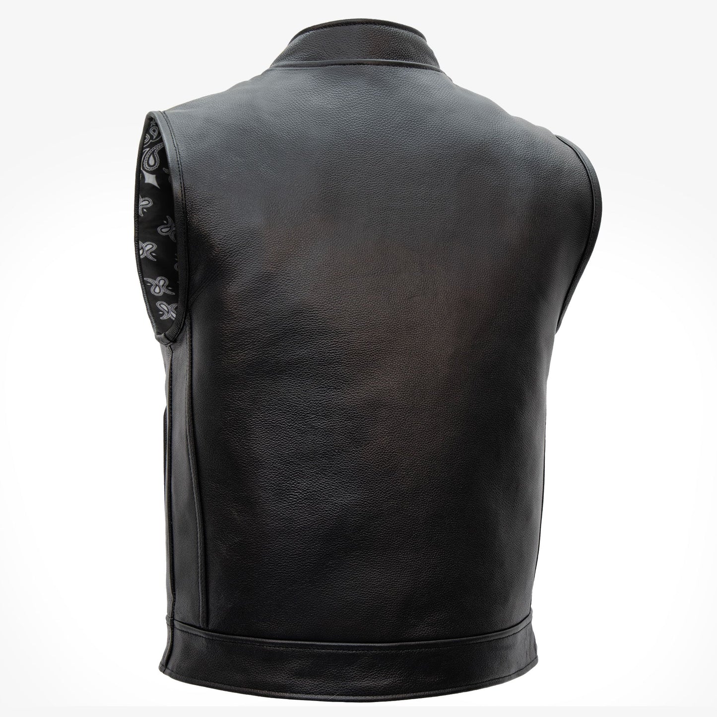 Hot Leathers VSM1049 Men's Black 'Paisley' Motorcycle Club style Conceal and Carry Leather Biker Vest