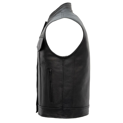 Hot Leathers VSM1049 Men's Black 'Paisley' Motorcycle Club style Conceal and Carry Leather Biker Vest