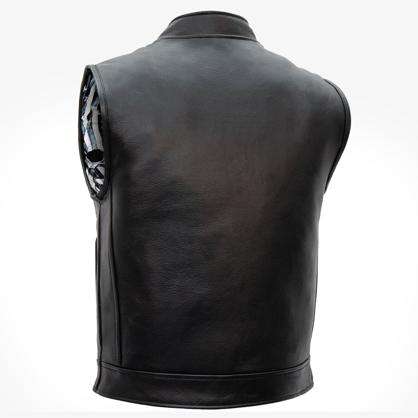 Hot Leathers VSM1054 Men’s Black 'Skull Flag' Motorcycle Club style Conceal and Carry Leather Biker Vest