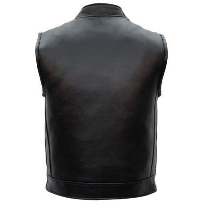 Hot Leathers VSM1057 Men’s Black 'Mexican Blanket' Motorcycle Club Style Conceal and Carry Leather Biker Vest