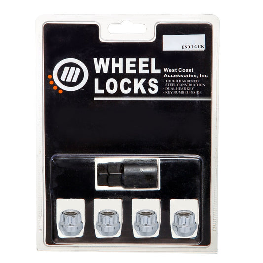 14x1.5 Open Bulge Acorn 0.8" Lock Set Clam Shell Chrome - West Coast Wheel Accessories W2014AL-C