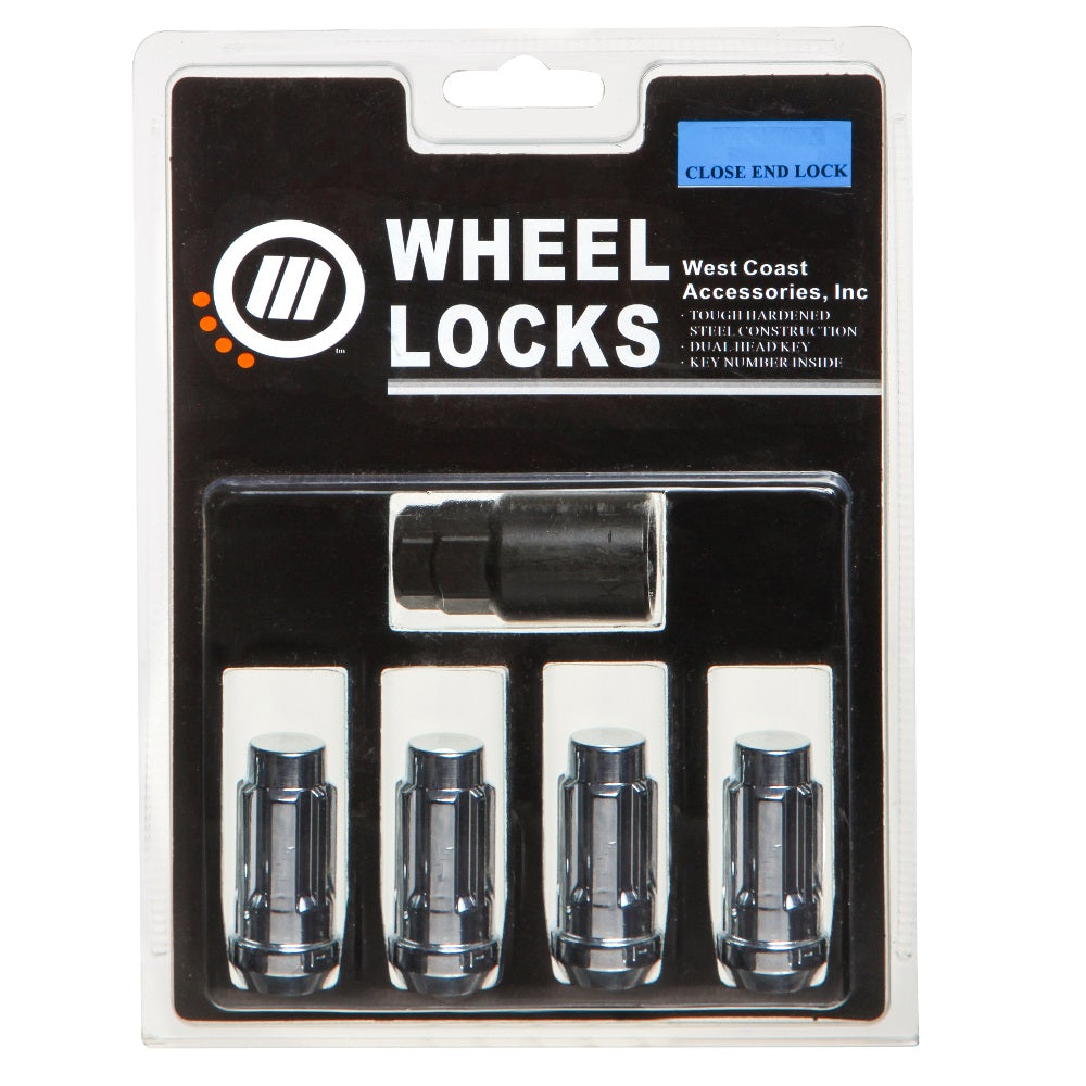 14x1.5 Bulge Acorn 1.9" Lock Set Clam Shell Chrome - West Coast Wheel Accessories W2014LM-C