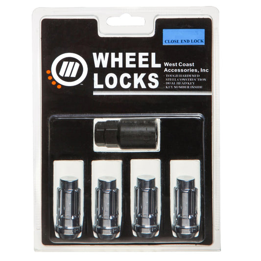 14x1.5 Bulge Acorn 1.9" Lock Set Clam Shell Chrome - West Coast Wheel Accessories W2014LM-C