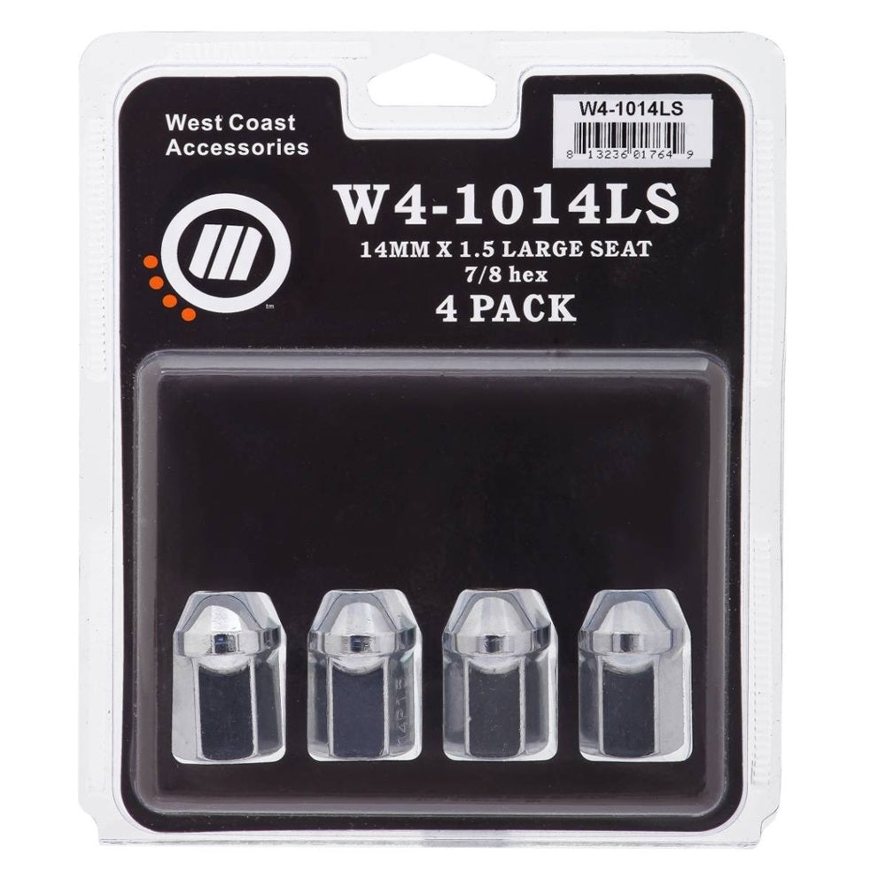 14x1.5 OE Style Lug Nuts 13/16" Hex 1.53" 4 Pack Chrome Fits Chevy GM - West Coast Wheel Accessories W4-1314LS