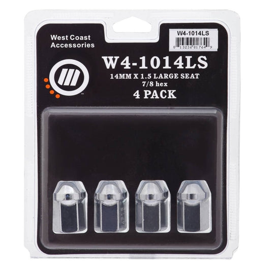 14x1.5 OE Style Lug Nuts 13/16" Hex 1.53" 4 Pack Chrome Fits Chevy GM - West Coast Wheel Accessories W4-1314LS