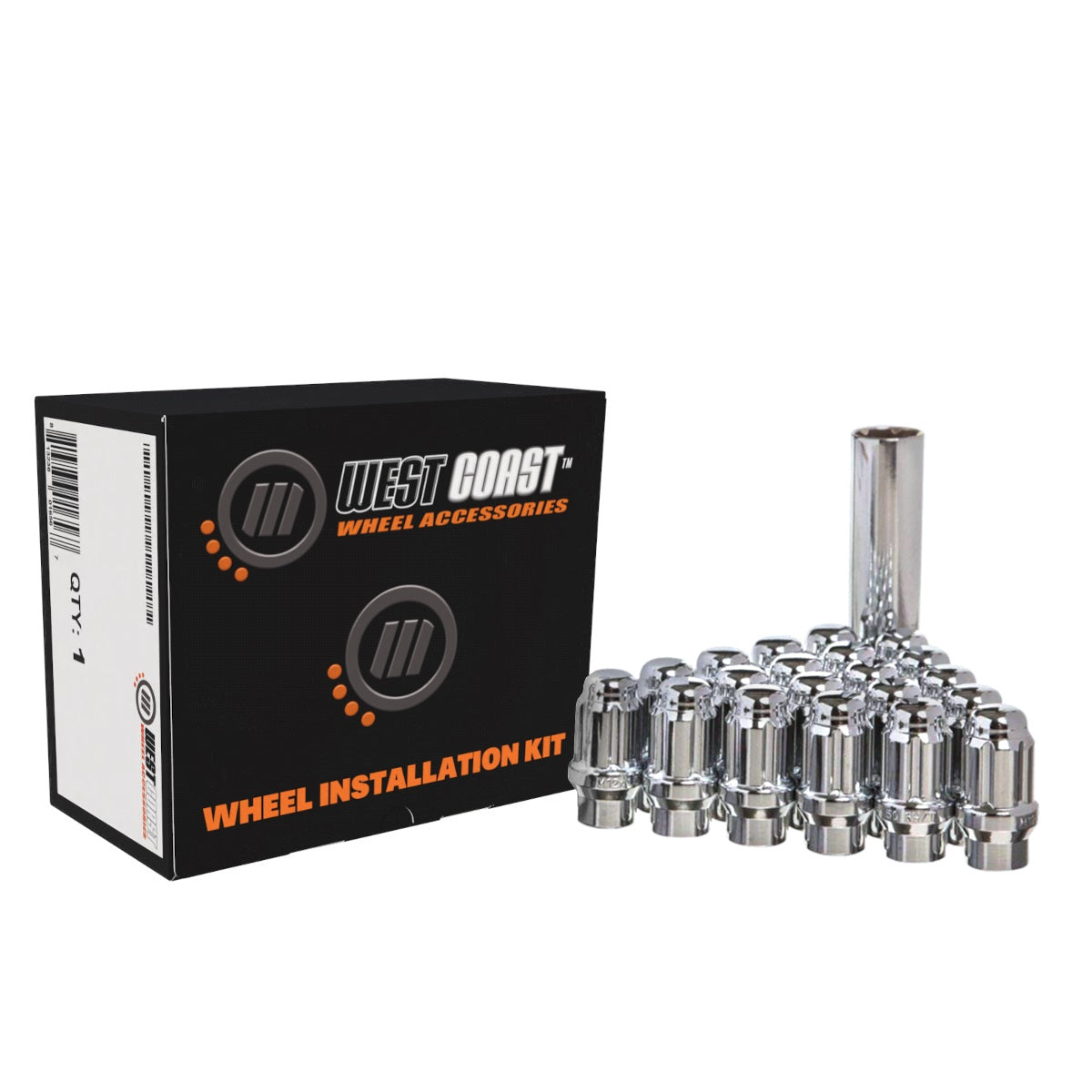 12x1.5 Bulge Acorn Spline ET Lug Nuts 1.55" 5 Lug Install Kit Chrome - 87342 - West Coast Wheel Accessories W55015SE