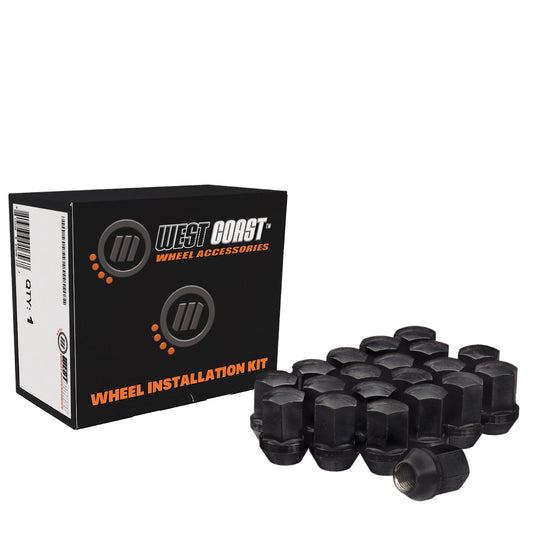 14x1.5 OE Style Lug Nut 7/8" Hex 1.53" 5 Lug Install Kit Black Fits Chevy GM - West Coast Wheel Accessories W5514LSB
