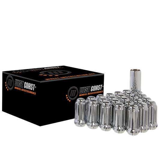 14x2.0 Bulge Acorn Spline Lug Nuts 1.9" 5 Lug Install Kit Chrome - West Coast Wheel Accessories W5542ST