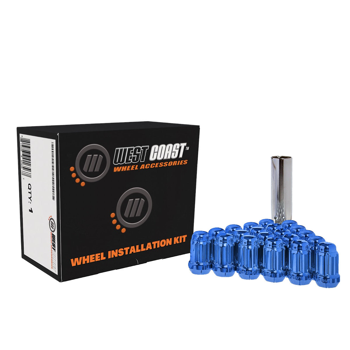 12x1.25 Bulge Acorn Spline Lug Nuts 1.38' 6 Lug Install Kit Blue - 106102 - West Coast Wheel Accessories W56125SBL