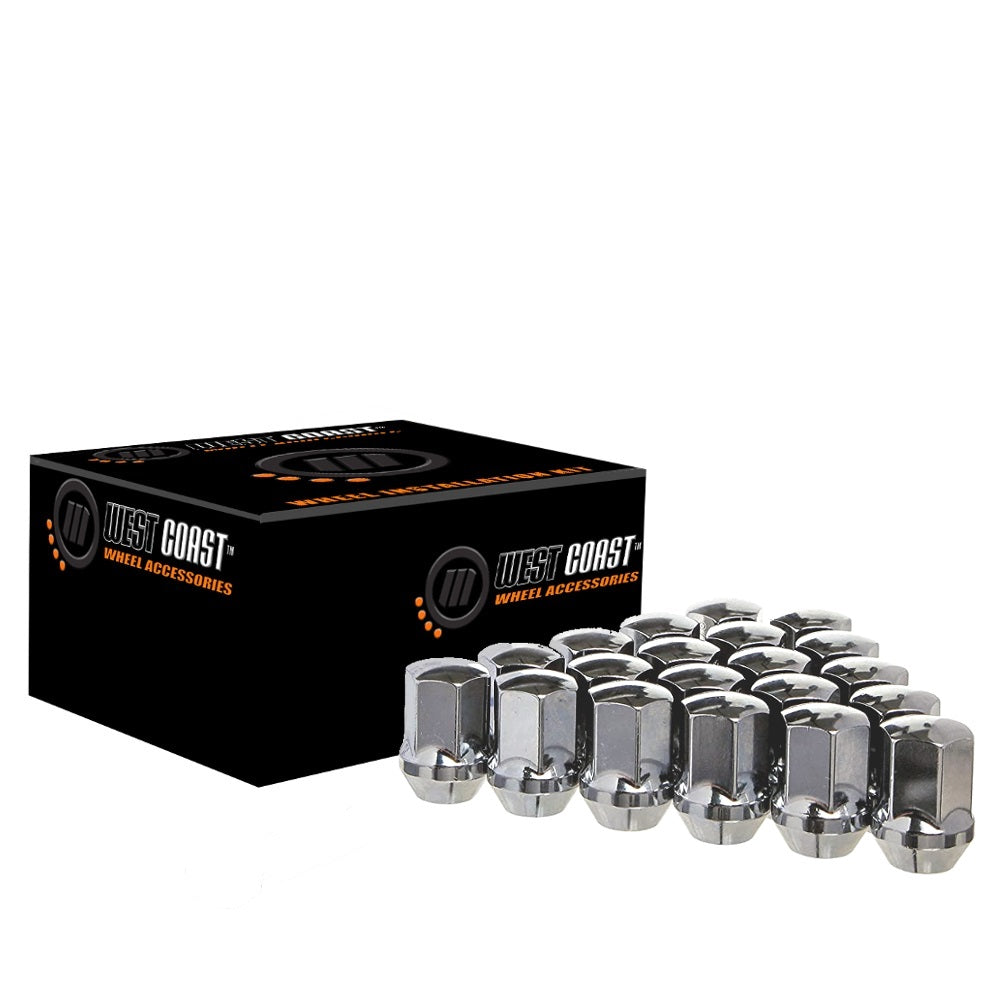 14x1.5 OE Style Lug Nut 13/16" Hex 1.78" 6 Lug Install Kit Chrome Fits Chevy GM - West Coast Wheel Accessories W561314LS