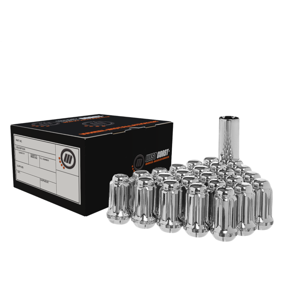 14x1.5 Spline Lug Nuts 1.65" 6 Lug Install Kit Chrome - West Coast Wheel Accessories W5614SM