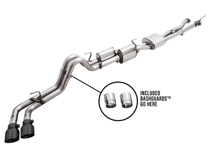 AWE Tuning 0FG Exhaust with BashGuard for 3rd Gen Tacoma - Dual Diamond Black Tips 3015-33826