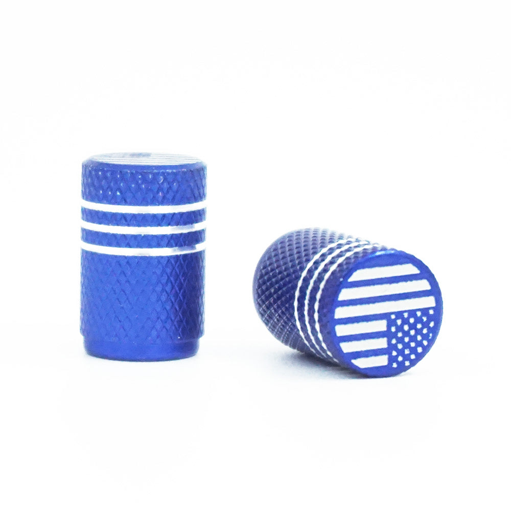 Blue Aluminum Valve Cap With Flag - West Coast Wheel Accessories W9902BLUF
